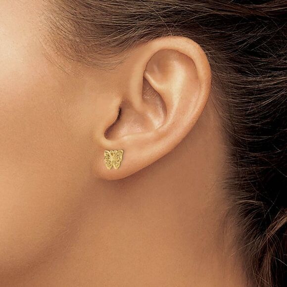 10mm Cutout Butterfly Post Earrings in 14k Yellow Gold